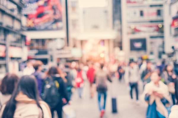 Blurred people in Dotonbori road  in the Namba District, Osaka -